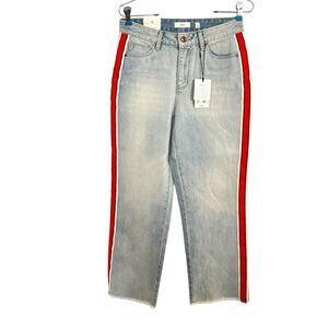 a loves a Jeans Women Size 26 X 26 Ice Blue Crop Light Wash Orange Stripe New